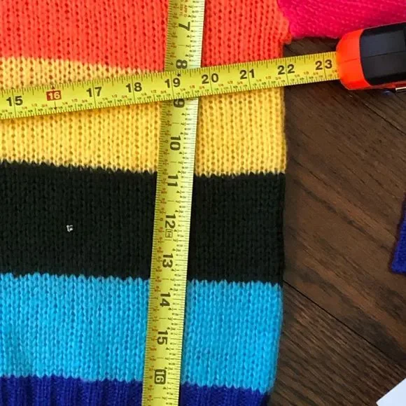 REWIND Womens Bold Rugby Stripe Colorful Lightweight Crewneck Sweater Sz Large - Picture 4 of 8